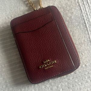 Coach Zip Card Case Gold/Burgundy
